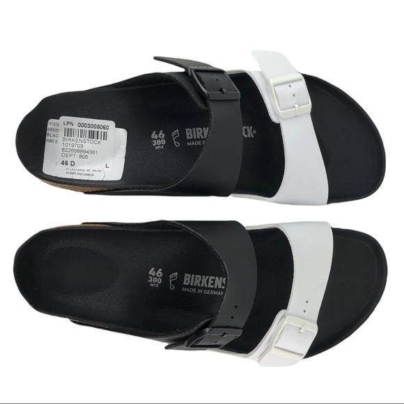 Birkenstock Arizona Split Two-Strap Black & White Sandals 🆕 - Picture 7 of 9